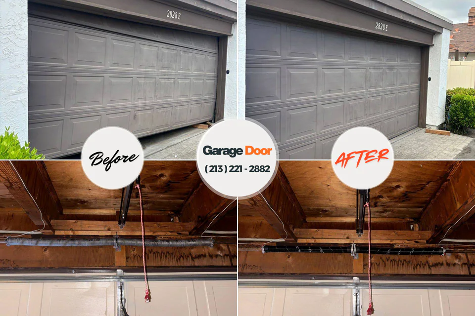 Before and after: garage door repair Penn State Erie, PA